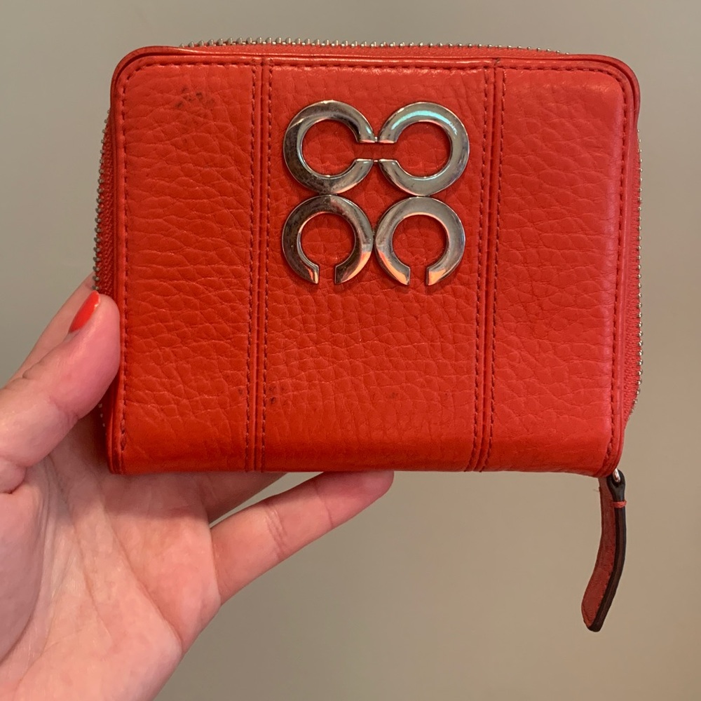Coach Coral Orange Leather Wallet